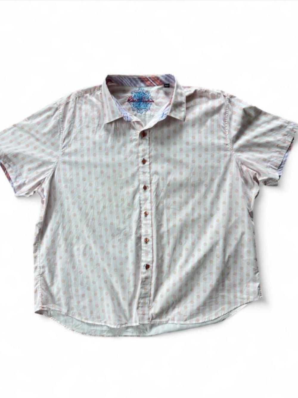 Robert Graham Men's 4XL Short Sleeve Button Down Shirt Stripe Pattern Big & Tall